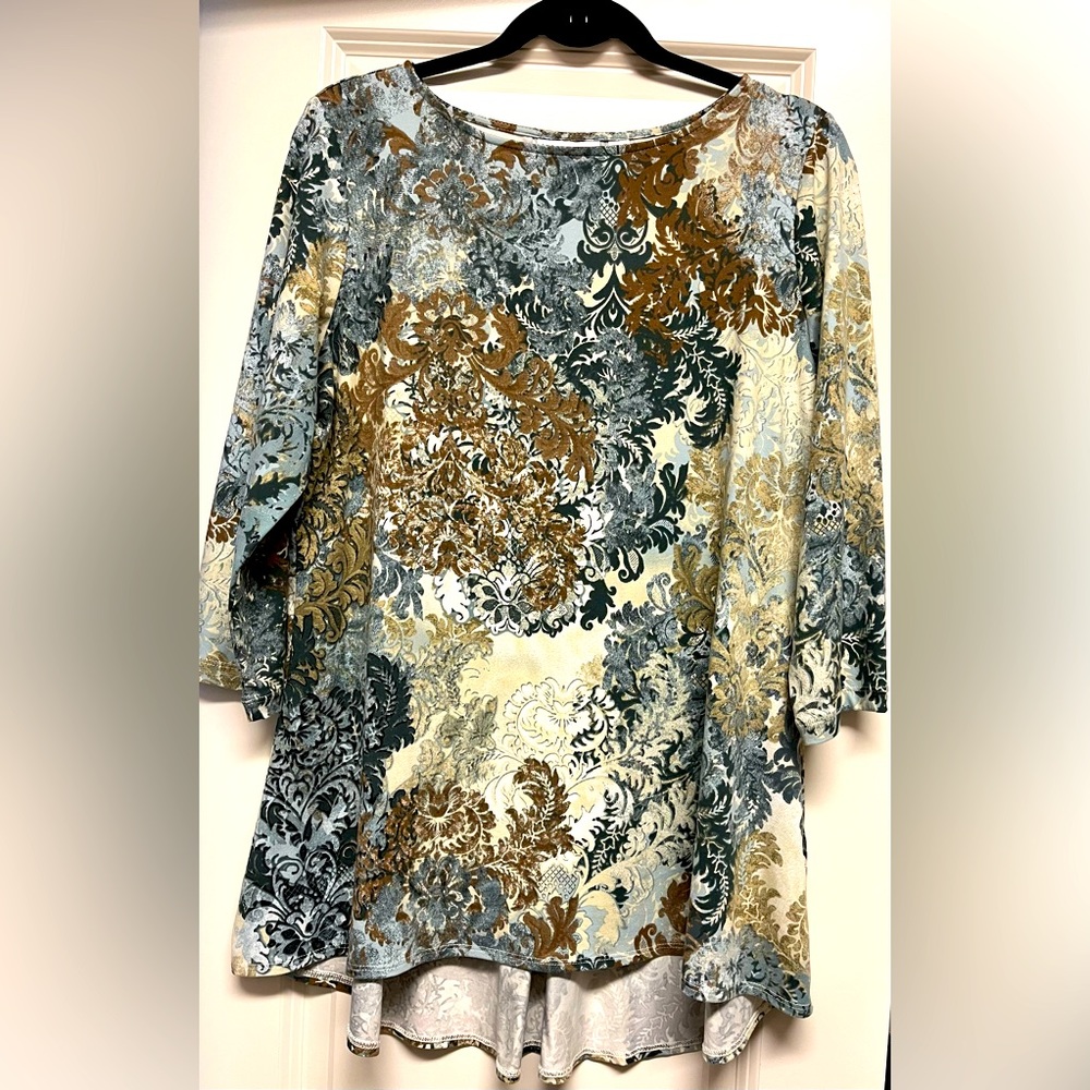Susan Graver Printed Brushed Liquid Knit Top